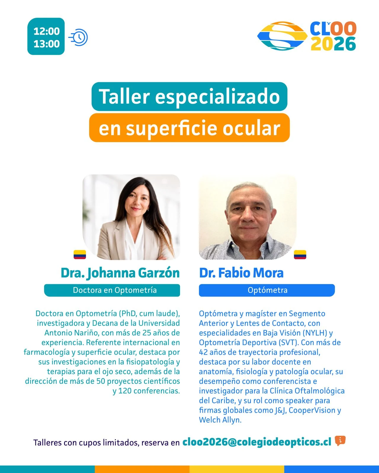 Afiche Taller Dra. Johanna Garzón / Dr. Fabio Mora